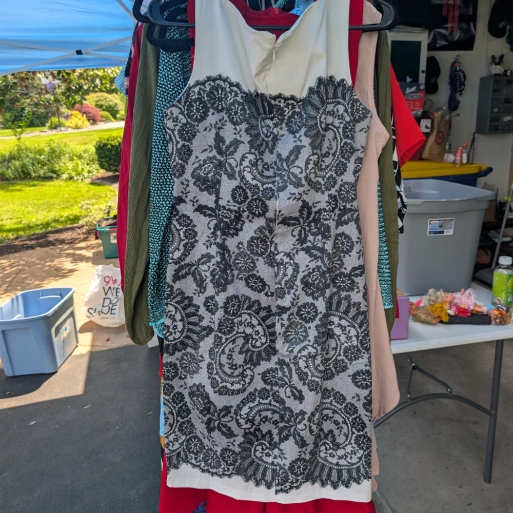 Elegant Black and White Lace Dress